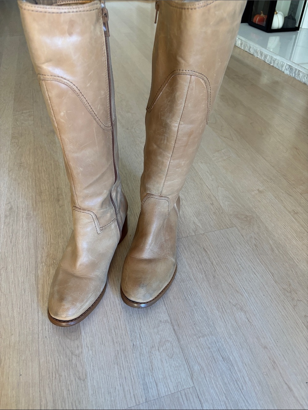 Nine West Vintage Leather Tall Riding Boots - Tan